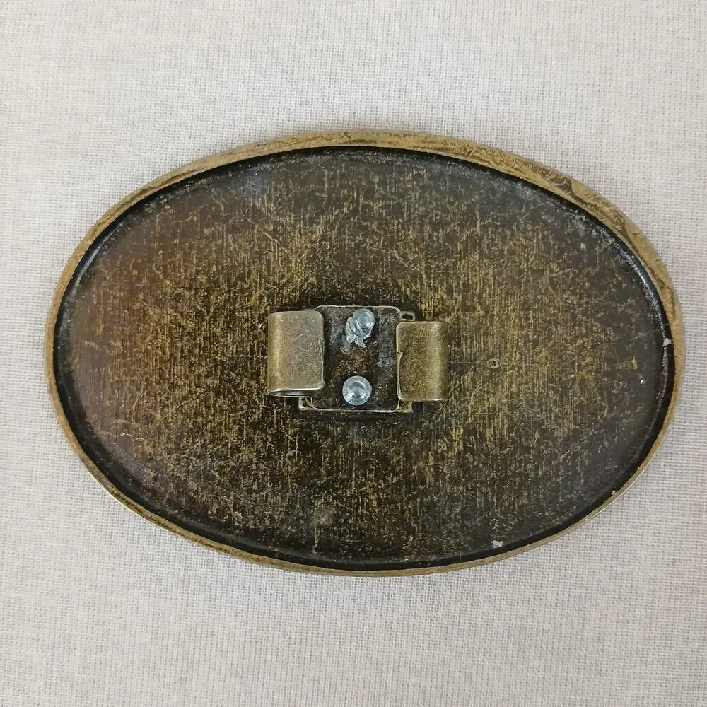 oval brass floral vintage belt buckle scarf slide  3